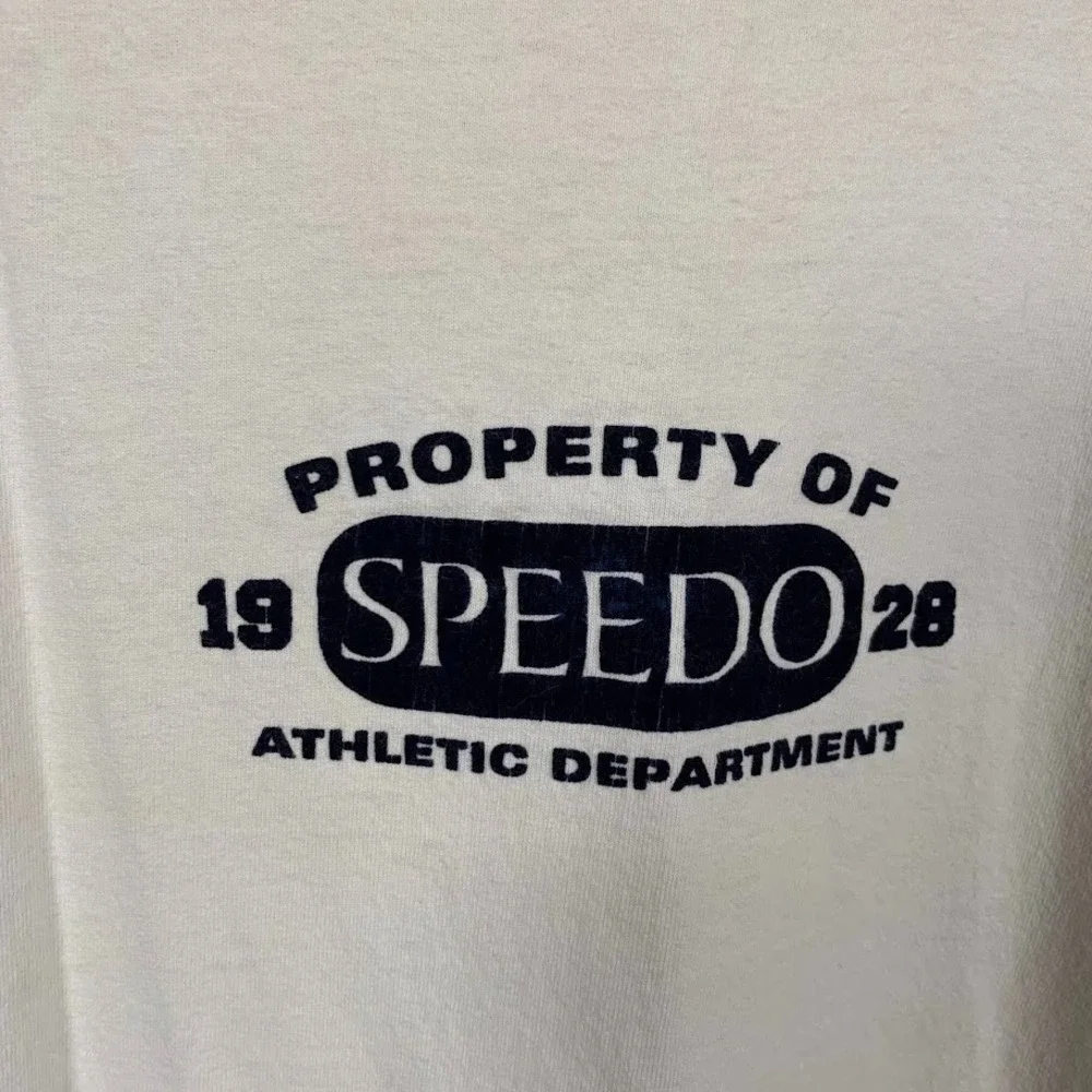Vintage 90s Speedo Athletic Department Graphic White Tank Top Shirt XL‎